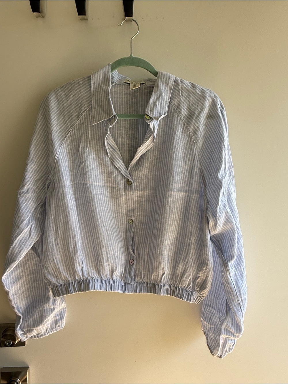 Rachel Zoe Light Blue & White Striped Linen top
